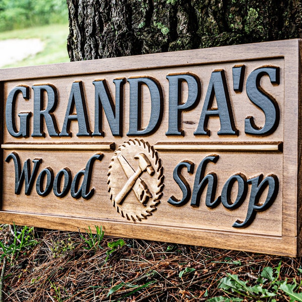 Custom Wooden Shop Sign | Wood Workshop Sign | Gifts for Men | Gifts For Him Husband Gift Custom Garage Sign Man Birthday Fathers Day Gift