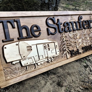 Personalized Camping Sign Fifth Wheel Decor Custom Camper Sign Wood Campsite Sign Wooden RV Decor RV Signs Last Name 5th Wheel Trailer Decor