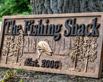 Fishing Gifts for Men | Lake House Decor | Fishing Decor | Cottage Decor | Man Cave Sign | Fishing Wall Art | Cabin Decor 3D Wood Bass Decor