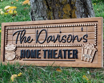 Personalized Movie Theater Cinema Sign | Home Theater Room Decor | Birthday Gift | Personalized Movie Room Name Signs, Custom Framed Marquee