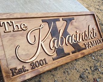 Personalized Anniversary Gifts for Him Wedding Gift for Her 3D Custom Wood Sign 5 Year Anniversary Gift for Wife Established Last Name Sign