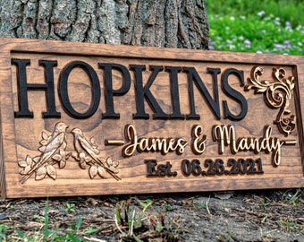 Rustic Wedding Decor | Personalized Wedding Gifts | Custom Wedding Signs | Last Name Sign | Bird Wall Decor | Bridal Shower Sign Garden Sign