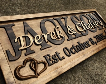 Personalized Wedding Gift for Couple Bridal Shower Gift Established Wedding Sign Last Name Sign Engagement Gift Custom Wood Anniversary Gift