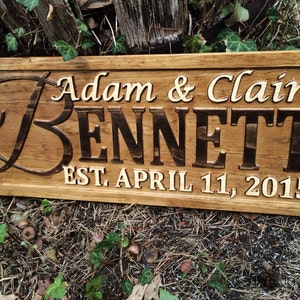 Personalized Wedding Gift Last Name Established Sign Family Name Sign Wooden Sign Custom Wood Sign Anniversary Couple Gift Personalized Sign image 3