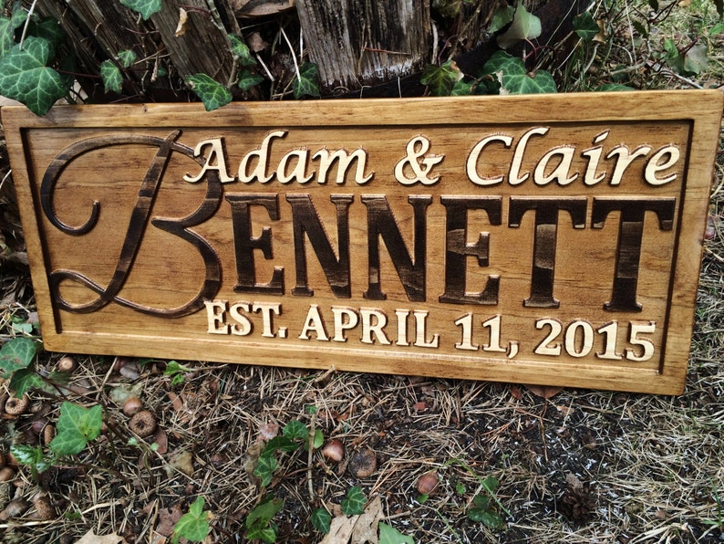 Personalized Wedding Gift Last Name Established Sign Family Name Sign Wooden Sign Custom Wood Sign Anniversary Couple Gift Personalized Sign image 3