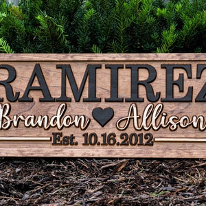 Bridal Shower Gift Personalized Wedding Gift Last Name Established Sign Anniversary Gift Engagement Gifts Valentines Day Gift Wood Sign image 2