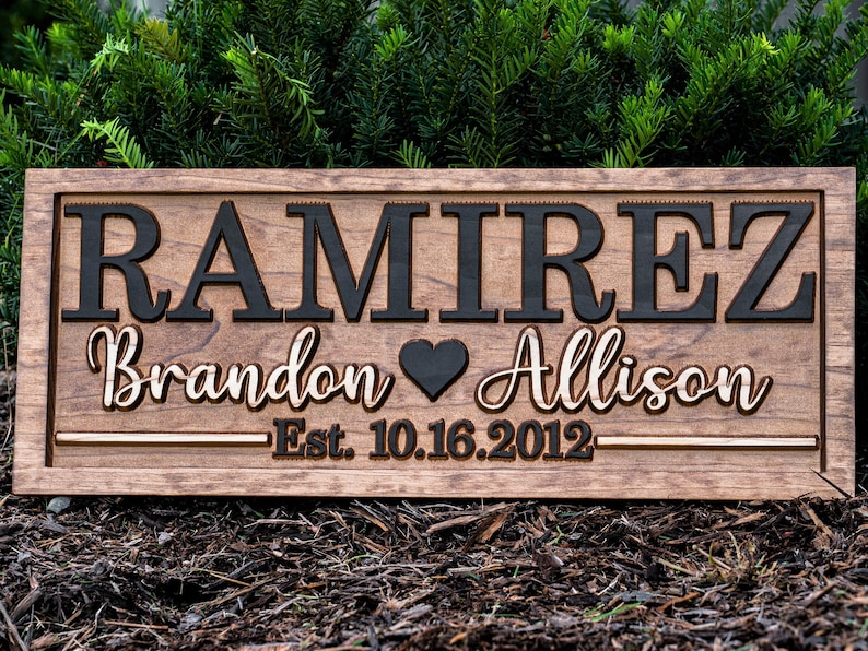 Bridal Shower Gift Personalized Wedding Gift Last Name Established Sign Anniversary Gift Engagement Gifts Valentines Day Gift Wood Sign image 2