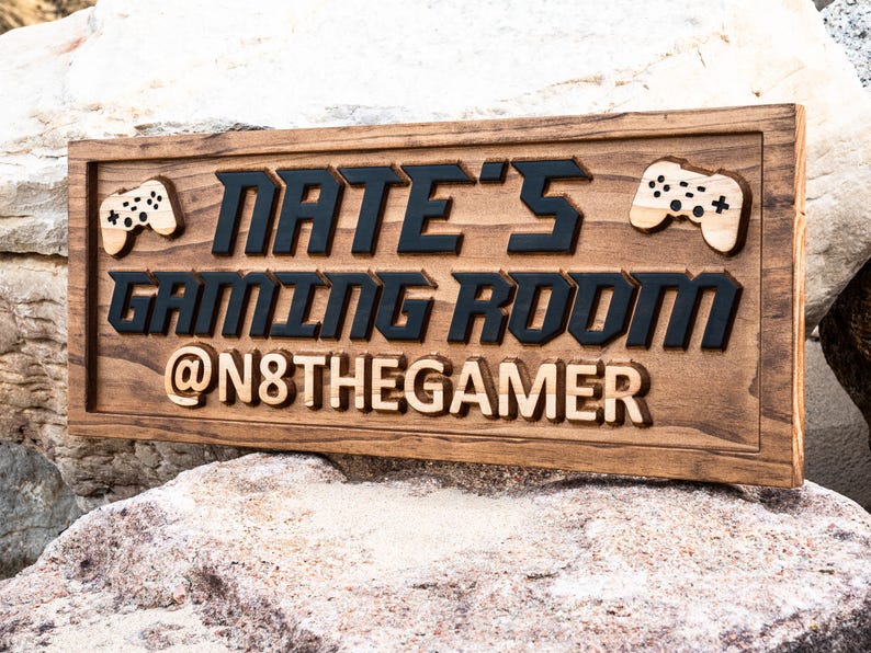 Gamer Name Sign Personalized Video Gamer Name Sign | Game Room Wall Art | PC Room ...