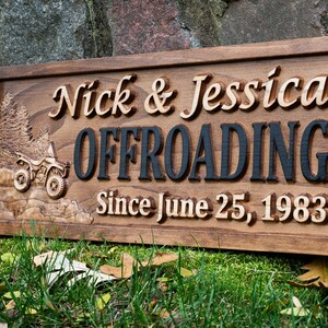 ATV Couples Gift | Outdoor Decor | Custom Wood Sign | Cabin Decor | Tree Wood Decor | 3D Family Name Sign Last Name Decor Four Wheeler Sign bild 2