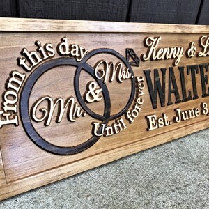 Mr and Mrs Sign Wooden Wedding Signs Wood Wedding Gift Custom Engagement Gift Established Marriage Bridal Shower Personalized Couple Gift immagine 10