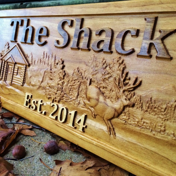 Personalized Cabin Sign Custom Wood Sign Rustic Cabin Decor Personalized Man Cave Sign Established Camper Sign Lake House Décor Deer Plaque