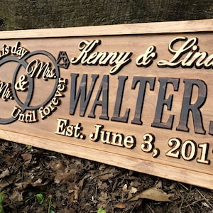 Mr and Mrs Sign Wooden Wedding Signs Wood Wedding Gift Custom Engagement Gift Established Marriage Bridal Shower Personalized Couple Gift immagine 9
