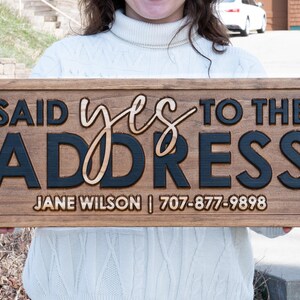 Personalized Real Estate Gift, Yes to the Address Sign, Wood Real Estate Agent Sign, Sold Sign, Real Estate Sign Real Estate Marketing Prop image 2
