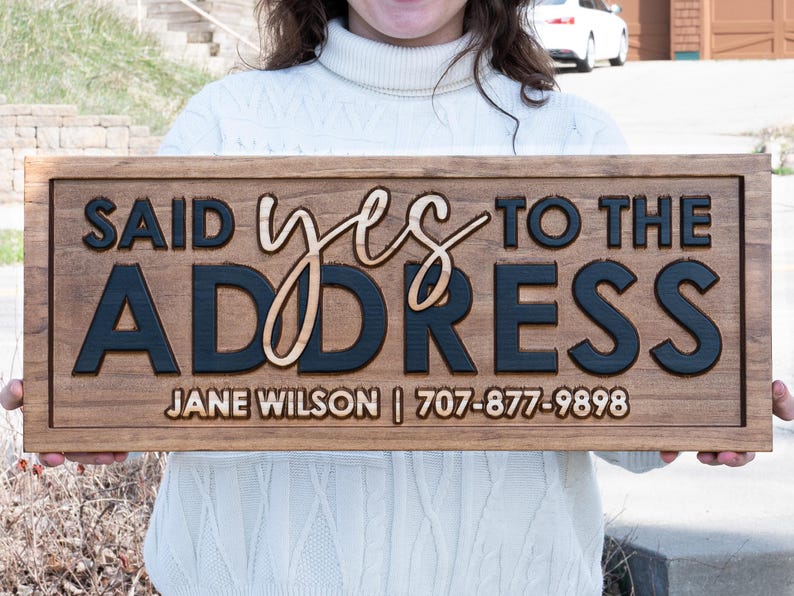 Personalized Real Estate Gift, Yes to the Address Sign, Wood Real Estate Agent Sign, Sold Sign, Real Estate Sign Real Estate Marketing Prop image 2