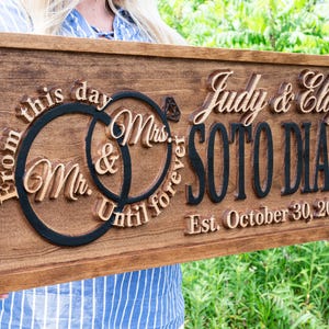 Mr and Mrs Sign Wooden Wedding Signs Wood Wedding Gift Custom Engagement Gift Established Marriage Bridal Shower Personalized Couple Gift immagine 6