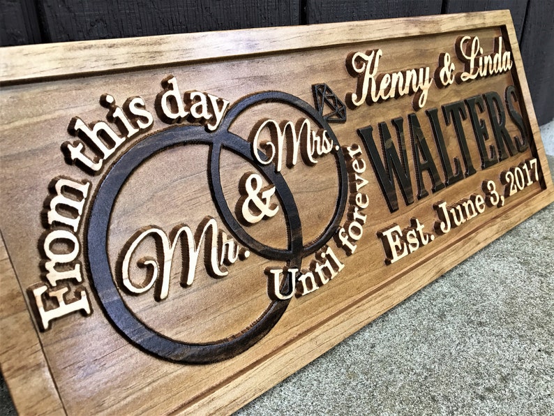 Mr And Mrs Sign Wooden Wedding Signs Wood Gift Custom Image 0