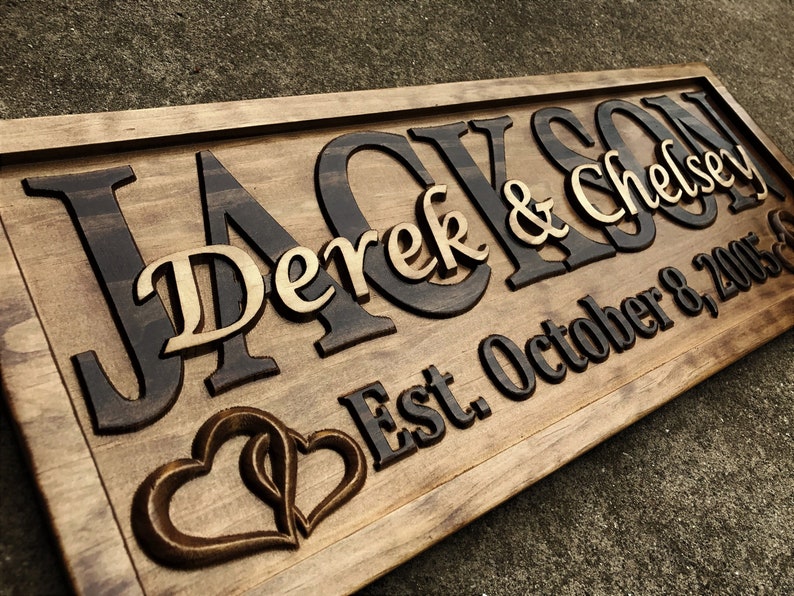 Personalized Wedding Gift for Couple Bridal Shower Gift Established Wedding Sign Last Name Sign Engagement Gift Custom Wood Anniversary Gift 