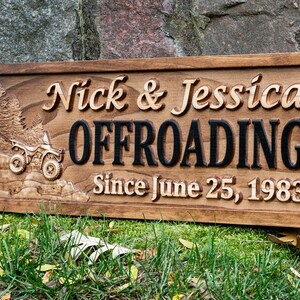 ATV Couples Gift | Outdoor Decor | Custom Wood Sign | Cabin Decor | Tree Wood Decor | 3D Family Name Sign Last Name Decor Four Wheeler Sign bild 4