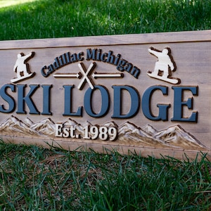 Personalized 3D Wood Snow Skiing Sign, Custom Wood Sign Snow Skier Gifts with Name, Snow Ski Resort Gift, Snow Ski Sign Snow Ski Lodge Decor