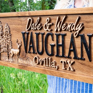 Outdoor Decor | Custom Wood Sign | Deer Hunting Gifts | Cabin Decor | Tree Wood Decor | 3D Family Name Sign | Last Name Decor | Camper Decor image 4
