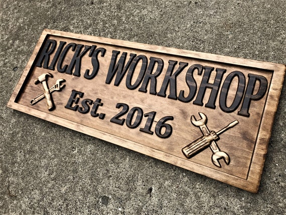 Gifts for Men Gifts for Him Husband Gift Custom Garage Sign Wooden Shop  Sign Personalized Man Birthday Fathers Day Gift Wood Workshop Sign 