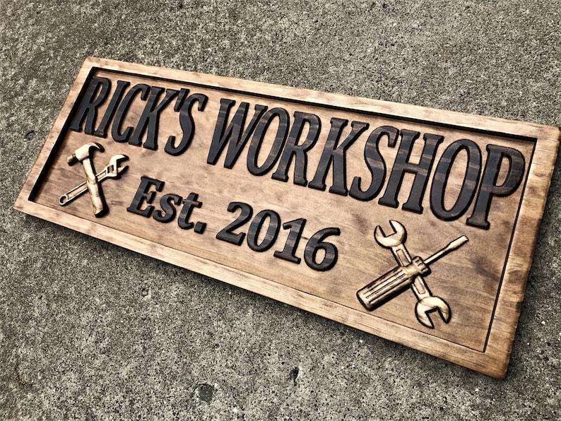 Gifts for Men Gifts For Him Husband Gift Custom Garage Sign Wooden Shop Sign Personalized Man Birthday Fathers Day Gift Wood Workshop Sign image 5