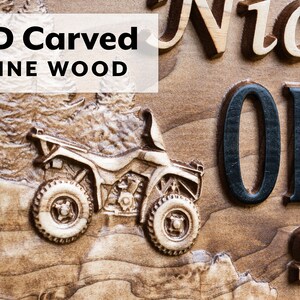 ATV Couples Gift | Outdoor Decor | Custom Wood Sign | Cabin Decor | Tree Wood Decor | 3D Family Name Sign Last Name Decor Four Wheeler Sign bild 3