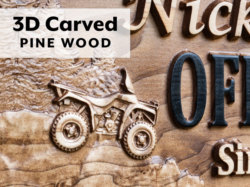 ATV Couples Gift | Outdoor Decor | Custom Wood Sign | Cabin Decor | Tree Wood Decor | 3D Family Name Sign Last Name Decor Four Wheeler Sign bild 3