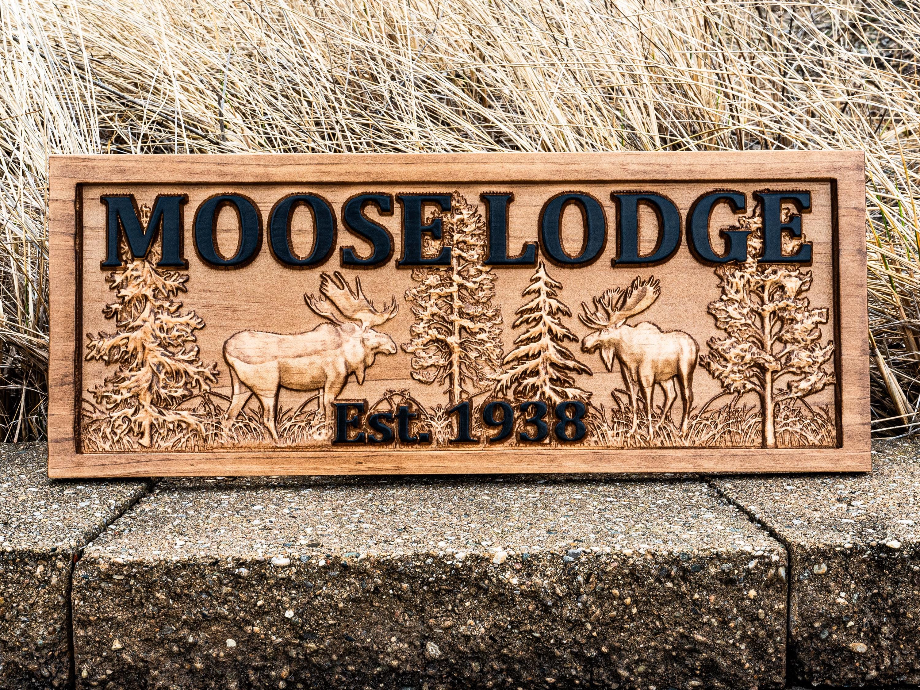 Personalized Wooden Moose Name Sign, Moose Wall Art Gifts, Moose Hunter ...