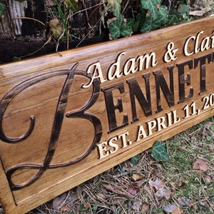 Personalized Wedding Gift Last Name Established Sign Family Name Sign Wooden Sign Custom Wood Sign Anniversary Couple Gift Personalized Sign image 4