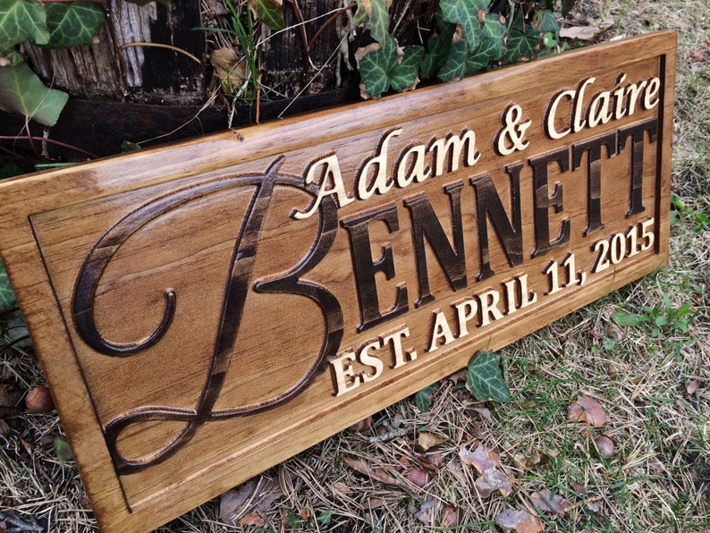 Personalized Wedding Gift Last Name Established Sign Family Name Sign Wooden Sign Custom Wood Sign Anniversary Couple Gift Personalized Sign image 4