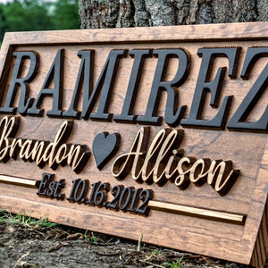 Bridal Shower Gift Personalized Wedding Gift Last Name Established Sign Anniversary Gift Engagement Gifts Valentines Day Gift Wood Sign image 4