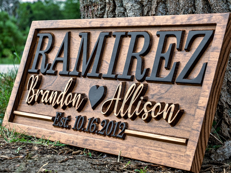 Bridal Shower Gift Personalized Wedding Gift Last Name Established Sign Anniversary Gift Engagement Gifts Valentines Day Gift Wood Sign image 4