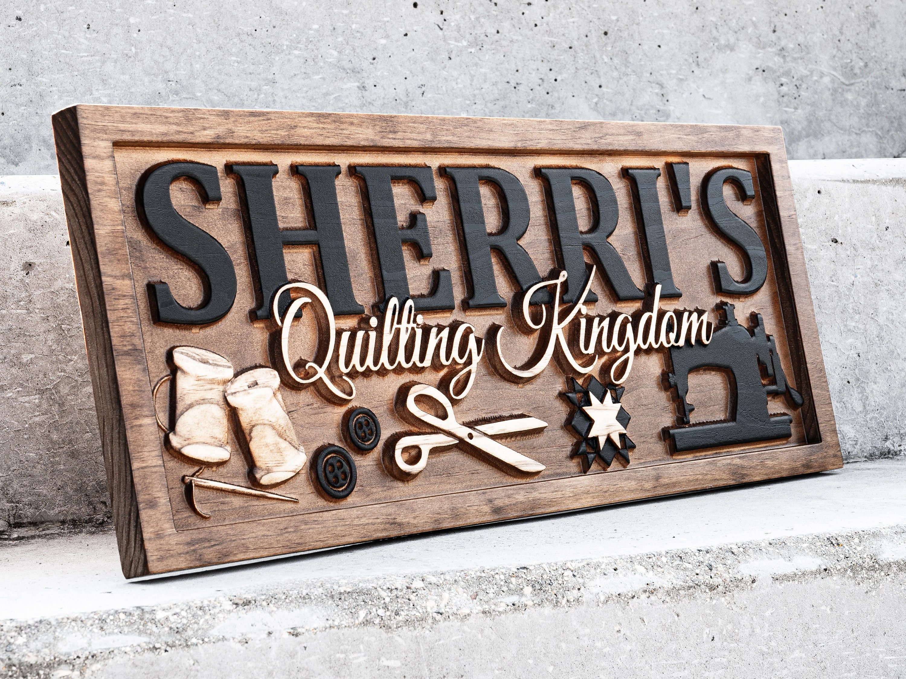 Personalized Quilting Room Sign | Custom Sewing Room Sign | Gift for Grandma Gift for Mom Wooden Craft Sign Birthday Gift Mothers Day Gift