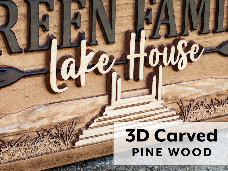 Personalized 3D Wooden Lake House Nautical Decor | Boat Decor, Custom Lake Decor, Lake House Decor, Lake Gifts, Beach Decor, Lake House Sign bild 2