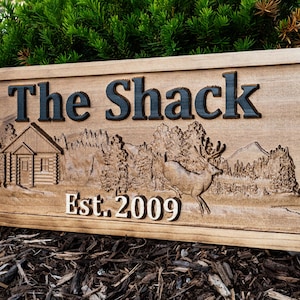Personalized Cabin Sign Custom Wood Sign Rustic Cabin Decor Personalized Man Cave Sign Established Camper Sign Lake House Décor Deer Plaque
