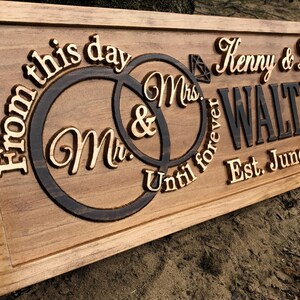 Mr and Mrs Sign Wooden Wedding Signs Wood Wedding Gift Custom Engagement Gift Established Marriage Bridal Shower Personalized Couple Gift immagine 3