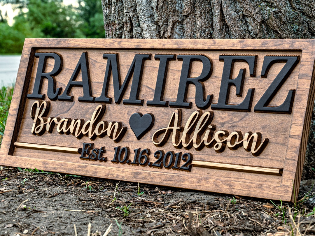 Bridal Shower Gift | Personalized Wedding Gift Last Name Established Sign Anniversary Gift Engagement Gifts Valentines Day Gift | Wood Sign
