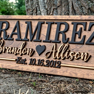 Bridal Shower Gift | Personalized Wedding Gift Last Name Established Sign Anniversary Gift Engagement Gifts Valentines Day Gift | Wood Sign