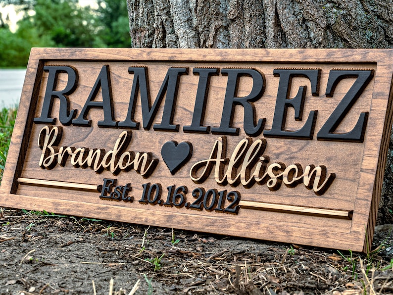 Bridal Shower Gift | Personalized Wedding Gift Last Name Established Sign Anniversary Gift Engagement Gifts Valentines Day Gift | Wood Sign