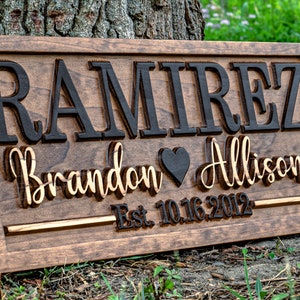 Bridal Shower Gift Personalized Wedding Gift Last Name Established Sign Anniversary Gift Engagement Gifts Valentines Day Gift Wood Sign image 3