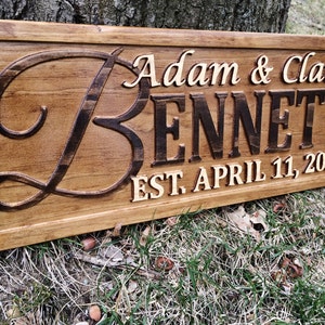 Personalized Wedding Gift Last Name Established Sign Family Name Sign Wooden Sign Custom Wood Sign Anniversary Couple Gift Personalized Sign image 2