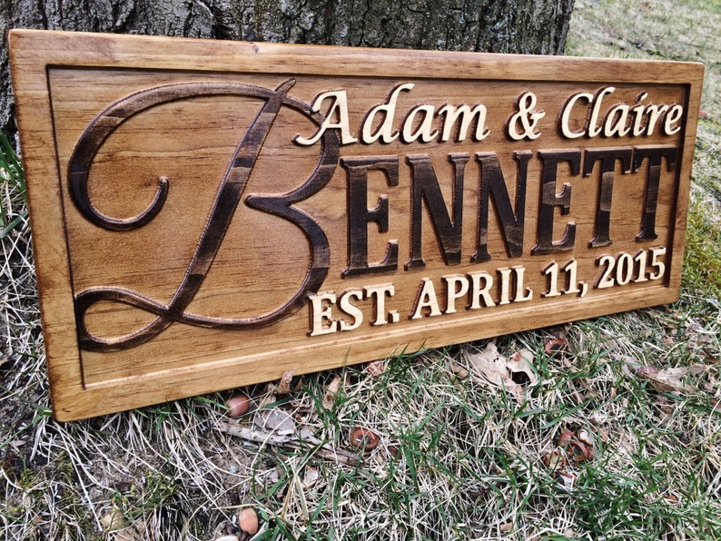 Personalized Wedding Gift Last Name Established Sign Family Name Sign Wooden Sign Custom Wood Sign Anniversary Couple Gift Personalized Sign image 2