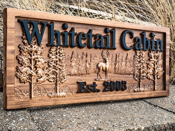 Custom Wood Sign | Deer Hunting Gifts | Cabin Decor | Tree Wood Decor | 3D Family Name Sign | Last Name Decor | Camper Decor | Fathers Day