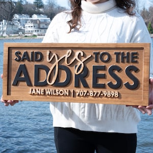 Personalized Real Estate Gift, Yes to the Address Sign, Wood Real Estate Agent Sign, Sold Sign, Real Estate Sign Real Estate Marketing Prop
