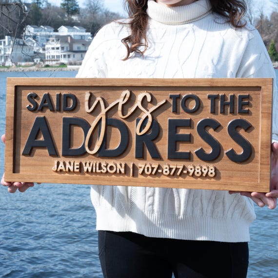 Personalized Real Estate Gift, Yes to the Address Sign, Wood Real Estate Agent Sign, Sold Sign, Real Estate Sign Real Estate Marketing Prop