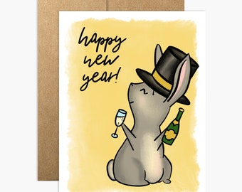 Funny Bunny New Year Holiday Card - Di Palmer Street Press