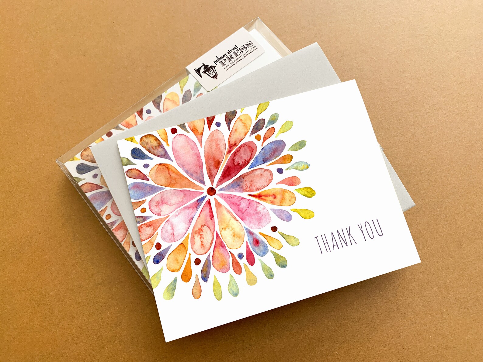Watercolor Flower Burst Thank You Card - Etsy