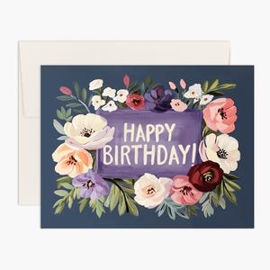Verjaardagskaart met weelderige bloemen