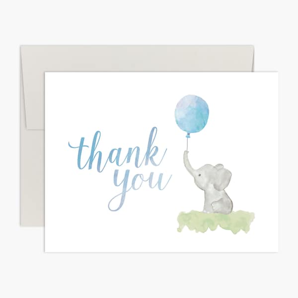 Cartes de remerciement Elephant Baby Shower - Aquarelle Little Elephant & Balloon - Par Palmer Street Press